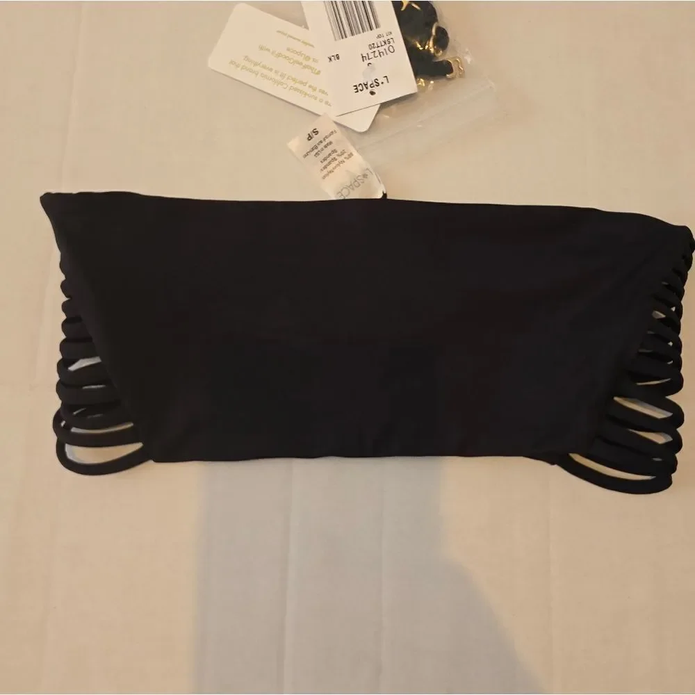 L Space By Monica Wise Bikini Top Bandeau  In Black Size Small
